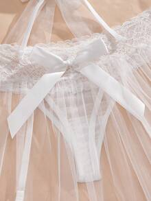 5件套性感白色蕾丝镂空内衣套装 - 白色 - 查看 10