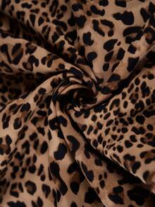 Comfylo Plus Size Leopard Print Round Neck Casual Short Sleeve Dress - Multicolor - View 6