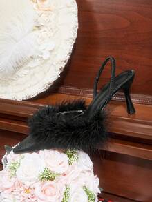 CUCCOO HITCHD Women's Pointed Toe Buckle Design Fashionable High Heels, Versatile For Daily Wear - Matte Black - View 7