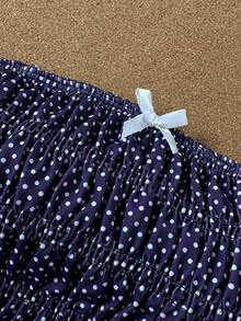 Swim Mod 女士甜美可爱沙滩度假休闲随机波点印花可拆卸肩带吊带比基尼上衣 - 藍色 - 查看 5