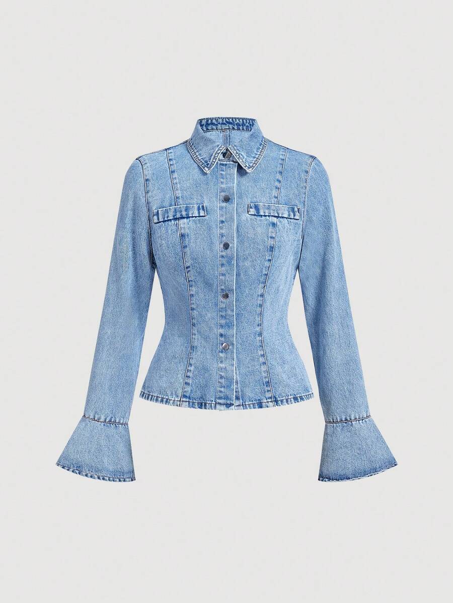 Sweetra Fashionable Casual Denim Jacket And Coat For Women - Blue - View 1