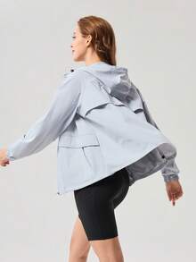 OutZeal 女士防晒夹克 露营徒步 防紫外线 凉爽触感 连帽拉链夹克 - 淺藍色 - 查看 9