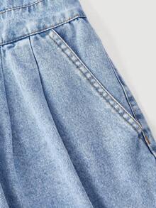 Sweetra Women's Casual Denim Bib Pants - Blue - View 4