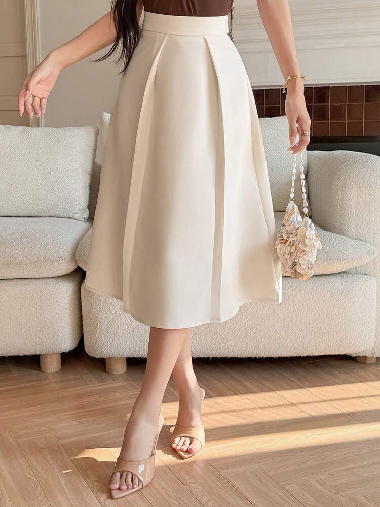 Women's Solid Color Retro French Style A-Line Flared Skirt