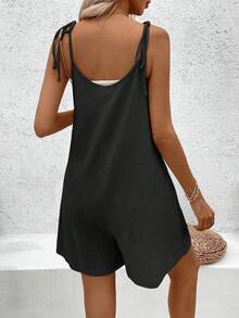 Breezaya Mono sin mangas de verano de unicolor con correa anudada - Negro - Ver 2