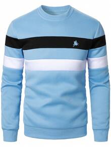 Manfinity Homme Men's Fashion Casual Knight Print Striped Crew Neck Long Sleeve Sweatshirt - Multicolor - View 5