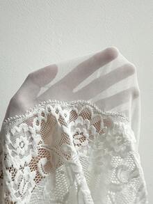 DelicateAllure 2pcs Romantic Lace Patchwork Mesh Sexy Dress Set - White - View 12