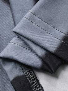 DAZY 2件套条纹星形图案宽松开衫长袖直筒裤睡衣套装，春秋季女装 - 深灰色 - 查看 9