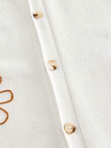 Manfinity VCAY 男士针织 Polo 领短袖开衫，单排扣，带刺绣毛巾装饰 - 白色 - 查看 8