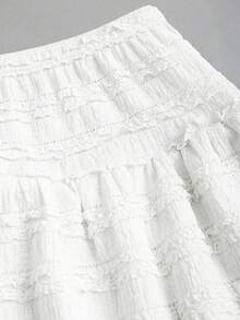 Sweetra French Sweet Ruffle Strap Twist Top & Layered Ruffle Hem A-Line Mini Skirt 2 Pieces Set, Spring/Summer For Women - White - View 4