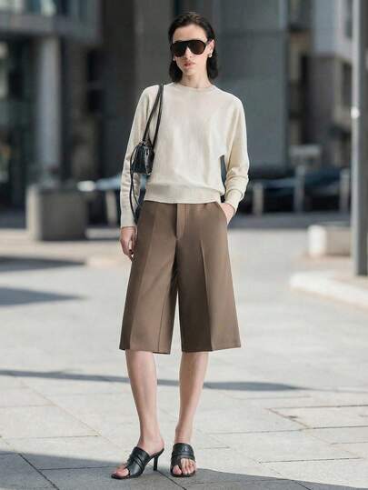 Ontre 2026SS New Oblique Pocket Solid Color Fashionable Versatile Women's Suit Pants, Spring/Summer