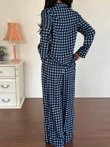 DAZY All-Over Floral Print Women Pajama Set, Spring - Blue - View 2