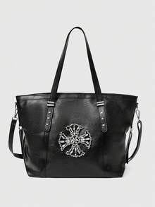 ROMWE Grunge Punk Sacola Decorativa com Estrela Preta em Formato de Cruz - Preto fosco - Visão 1