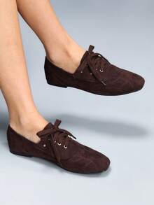 CUCCOO GRLICON Women's Casual Lace-Up Flat Loafers - Rust Brown - View 2