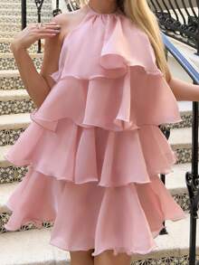 Cioccolato 夏季浪漫度假款露肩傘形連身裙 - 白色 - 查看 3