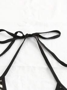 GlowEve Women's Summer Backless Bow Tie Decor Fitted Striped Mini Dress - Black and White - View 4