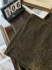 Franclia Petite Women's Elegant Sexy Slit Glittery Gold Mini Skirt, Versatile For Parties & Dates - Gold - View 4