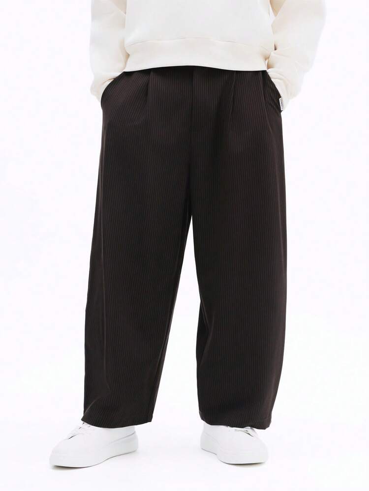 Wide Leg Cropped Pinstriped Trousers