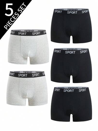 SHEIN 5PCS Teen Boys Trunks Mens Boxers Briefs Packs