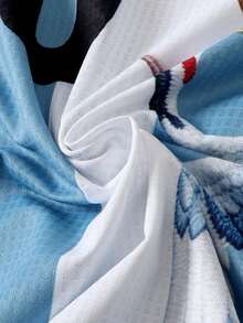 ROMWE MEN Men's Mesh Fabric Loose Fit Short Sleeve T-Shirt - Blue - View 5