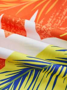 SOLERSUN Gaun Panjang Tanpa Lengan Leher V Dalam Motif Cetak Seluruh Permukaan untuk Wanita Ukuran Plus (Motif Acak) - Coral Orange - View 8