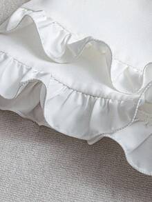 Franclia Petite 女士新款春夏荷叶边拼接优雅白色短裤，适合娇小身材 - 白色 - 查看 7