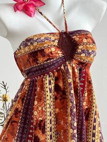 Elamini Áo hai dây cổ yếm nữ kiểu Bohemian retro Y2K, hở lưng, vạt bất đối xứng. - Nhiều màu - Xem 6