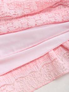 Sweetra Spring/Summer New Halter Neck Camisole And Layered Ruffle Hem A-Line Mini Skirt Set, Sweet French Style - Pink - View 8