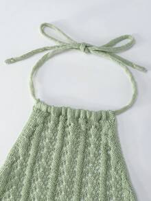 Franclia 新款夏季欧美性感薄荷绿镂空针织长裙，修身开衩设计，3D立体钩编纹理，法式优雅成熟风情，适合海滩、度假、约会、晚宴等场合，是提升整体氛围的时尚单品。 - 綠色 - 查看 5