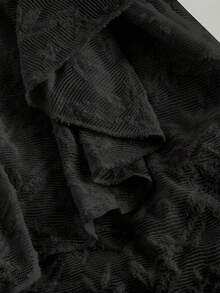 SHEIN MOD 复古浪漫70年代女式方领修身连衣裙，饰有荷叶边、喇叭袖和不对称下摆——复古嬉皮风、假日装、波西米亚风、Y2K风、西部风、游牧风、约会装、派对装、下午茶装、生日装、邮轮装和时尚风格 - 黑色 - 查看 3
