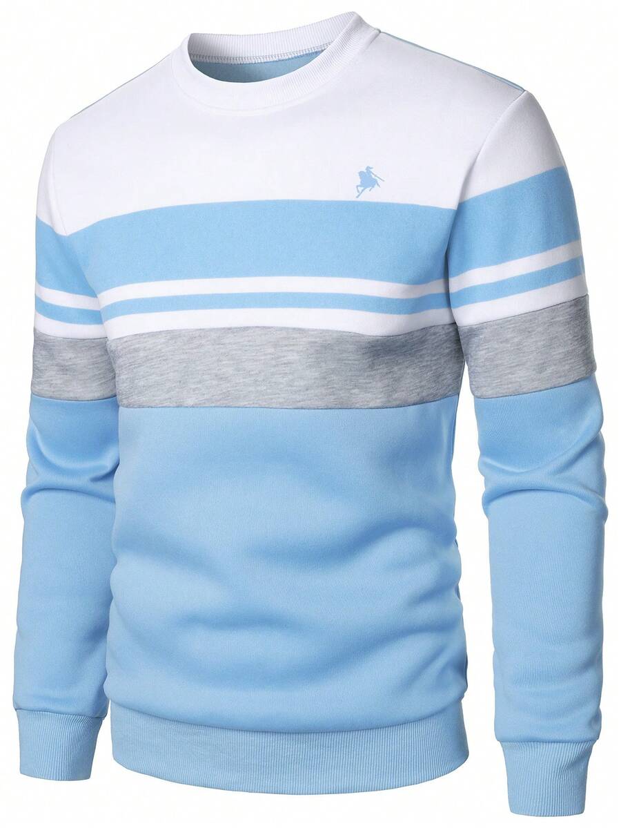 Manfinity Homme Men's Pullover Sweatshirt, Color Block Casual Pullover Sweatshirt - Multicolor - View 1
