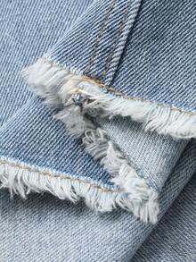 DAZY 女士休闲水洗牛仔背心和迷你裙套装，春夏款，婚礼宾客礼服 - 藍色 - 查看 4