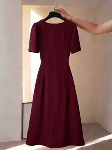 GlowEve CURVE Vestido ceñido de talle alto sexy con pliegues y abertura para tallas grandes - Morado - Ver 2