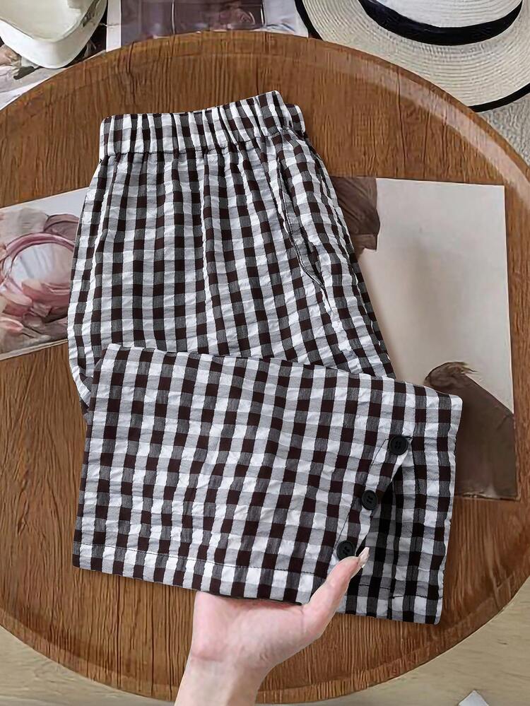 Plus Size Women's Knee-Length Casual Shorts, Street Style, Soft & Comfortable With Pockets, Suitable For Casual Wear, Music Festivals, Bohemian Style, Spring/Summer\Vacation  Summer Outfits Summer Clothes  Spring  Spring Outfit Women Spring Clothes Country Style For Women