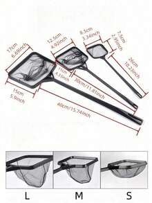 1 件装黑色长柄鱼缸网水族箱抄网小型宠物鱼铲撇渣工具渔网适用于水族箱维护清洁配件 - 黑色 - 查看 4