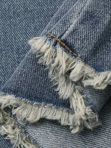 DAZY 女士休闲水洗牛仔背心和迷你裙套装，夏季 - 中等水洗藍 - 查看 9