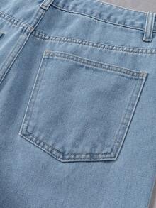 Manfinity Denimwave Men's American Hip Hop Street Style Flame Print Straight Leg Loose Fit Jeans - Light Wash - View 7