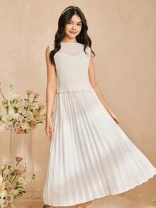 Girls' White Chiffon Dress, New Summer Long Dress, Outdoor Photography Outfit - White - View 5