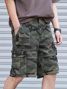 Manfinity Hypemode Herren Lässig Camouflage Cargo Jeans Weite Shorts, vielseitige Sommer Arbeitskleidung - Verschiedenfarbig - Übersicht 7
