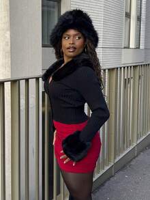 Tyla Gomez Summer Mesh Double Layer Ruched Flared Mini Skirt - Red - View 5