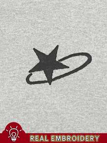 INAWLY Embroidered Hooded Fitted Sweatshirt For Women - Light Grey - View 5