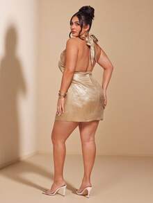 SHEIN BAE 大码女式荷叶边长吊带连衣裙 - 彩色 - 查看 3