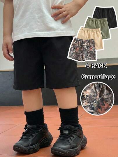 SHEIN Tween Boys Elastic Waist Loose Casual Summer Versatile Everyday Shorts