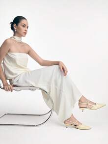 Tacones altos elegantes con diseño de hebilla y punta afilada para mujer - Albaricoque - Ver 8