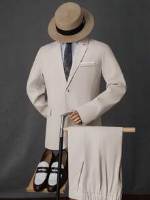 Manfinity Bizformal Men's Apricot Casual Fashion Suit - Apricot - View 1