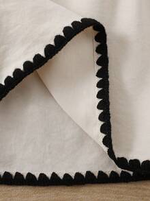 Franclia 女士夏季休闲撞色滚边衬衫和短裤两件套 - 杏色 - 查看 5