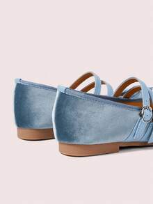 CUCCOO DOLLMOD Gentle Blue Velvet Ballet Shoes, Daily Commuting Flat Mary Jane Shoes Valentine's Day - Baby Blue - View 10