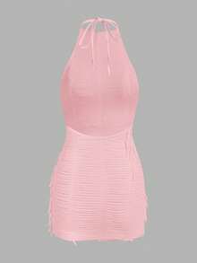 SHEIN ICON 2pcs Set Distressed Fringe Detail Mini Dress - Multicolor - View 3