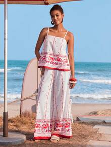 Travachic Boho Print Vacation Camisole & Pants 2 Pieces Set - Apricot - View 5