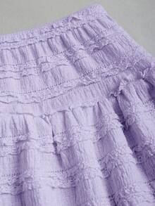 Sweetra Conjunto de 2 piezas de top con tirantes de volantes y falda mini acampanada con volantes en el bajo para mujer, primavera/verano - Púrpura malva - Ver 7